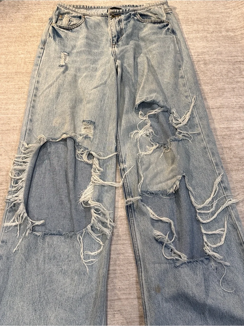 Retrofete Light Wash Distressed Wide Leg Jeans size 26 - Picture 7 of 12